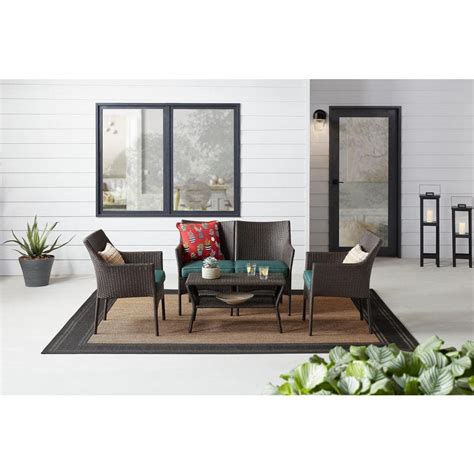 Stylewell Terrace View 4 Piece Wicker Patio Conversation Seating Set
