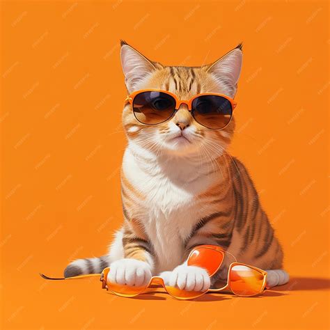 Premium Ai Image Cat Wearing Sunglasses On Background Half Body Summer Vacation Generated By Ai