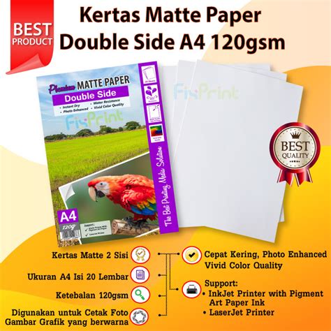 Jual Kertas Matte Paper Double Side A4 120gsm Kertas Matte Printer A4