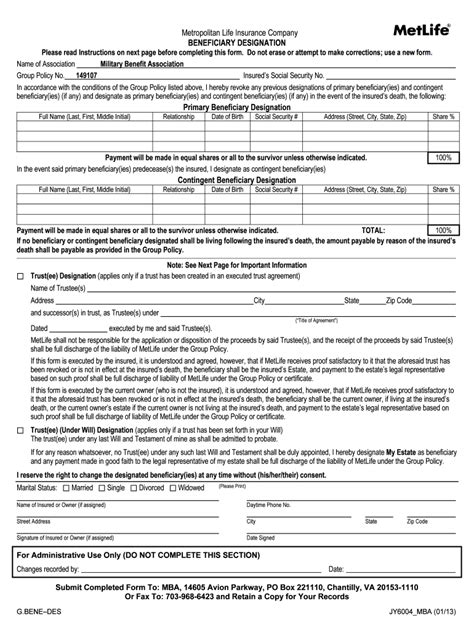 Life insurance beneficiaries if you're married with kids. Metlife Form Beneficiary Insurance - Fill Out and Sign ...