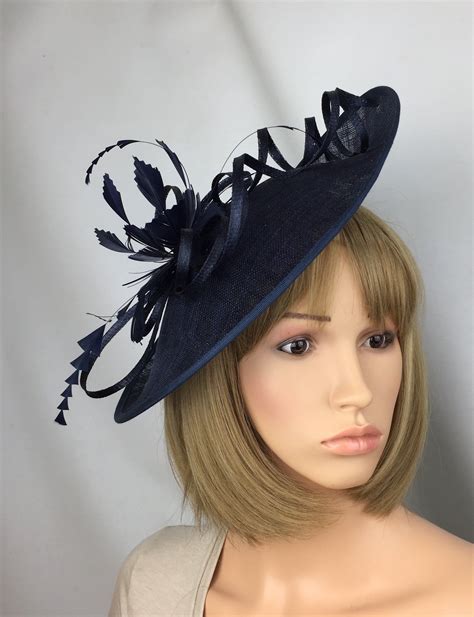 dark blue fascinator navy fascinator hatinator wedding hat ascot races mother of the bride