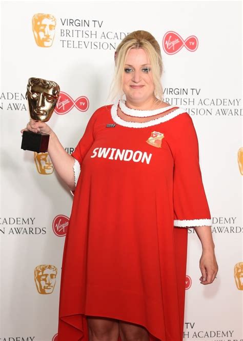 Daisy May Cooper Accepts Tv Bafta Barefoot In Swindon Town Fc Dress