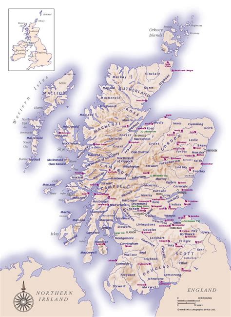 Scottish Clans And Castles Clan Land Map Scotland Map Central