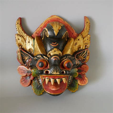 Balinese Barong Mask H24cm Polychrome Handpainted Carved Etsy Hand