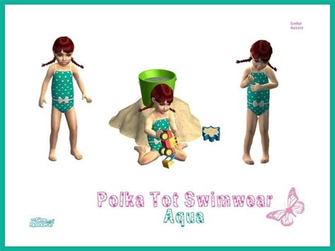 Sinfulaussies Polka Tot Swimwear Set Aqua