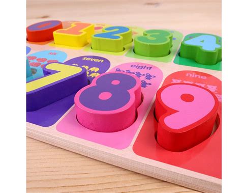 Number Wooden Chunky Puzzle Numbers 1 To 9 Preschool Early Etsy