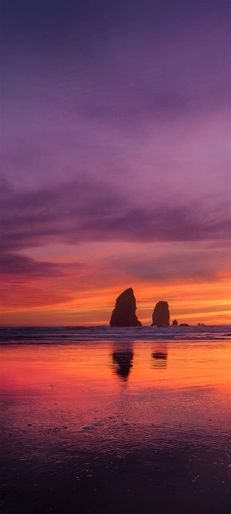 Oregon Coast 4k Wallpaper Sunset Beach Purple Sky Nature 48