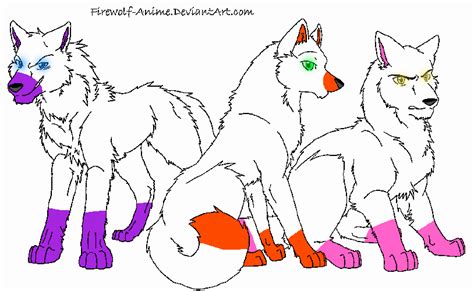 Three Wolves Lineart By Firewolf Anime On Deviantart