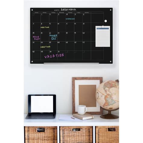 Audio Visual Direct Calendar Dry Erase Wall Mounted Magnetic Glass