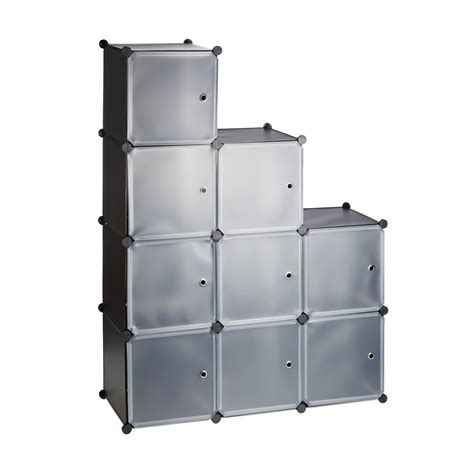 Modular Plastic Shelving System 9 Compartment Cube Closet With Doors