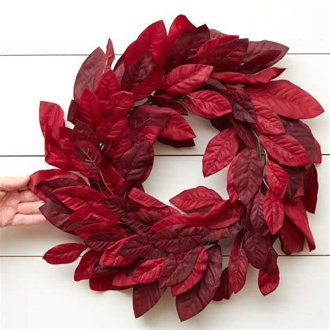 The flowers of cleopatra have a firm texture and are weatherproof. Burgundy Artificial Magnolia Wreath - Wreaths - Floral ...