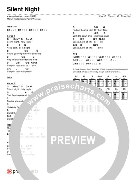 Silent Night Chords Pdf Mandy Miller North Point Worship Praisecharts