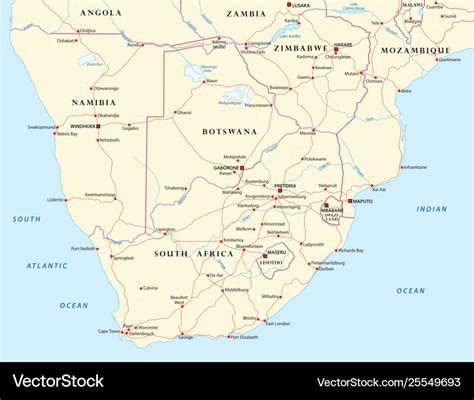 Road Map Of Southern Africa Europe Capital Map