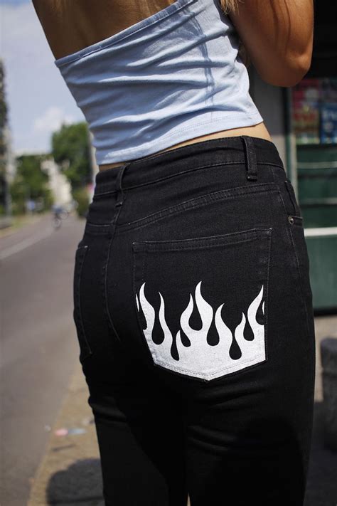 Flames Cropped Flare Jeans Custom Jeans Diy Denim Diy Painted
