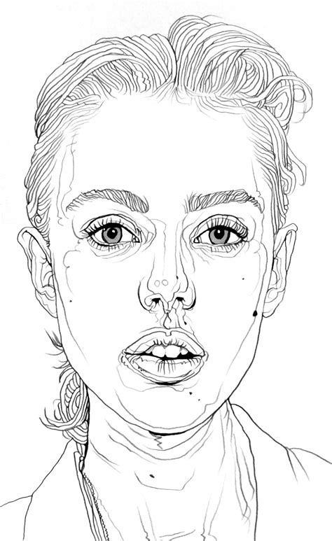 A Black And White Drawing Of A Woman S Face