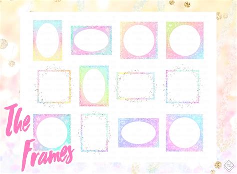 Pastel Rainbow Clipart Frames Glitter Frame Clip Art Etsy
