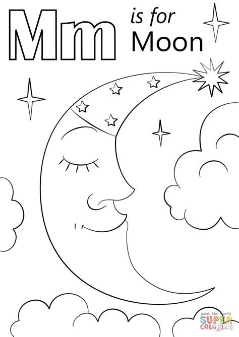 Coloring pages with the letter m | coloring pages for kids Letter M is for Moon coloring page | Free Printable ...