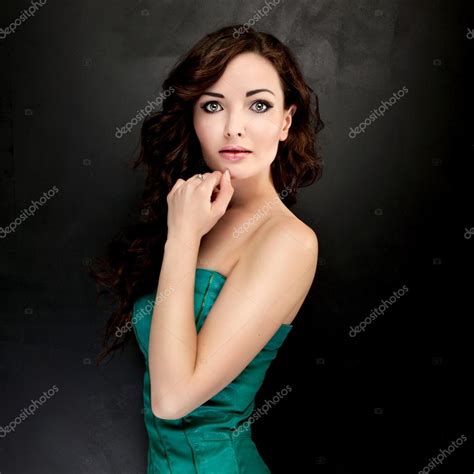 Elegant Beautiful Woman Posing In Studio — Stock Photo © Neonshot