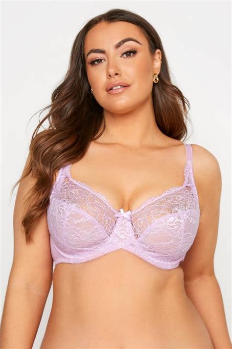 plus size lilac purple stretch lace non padded underwired balcony bra yours clothing