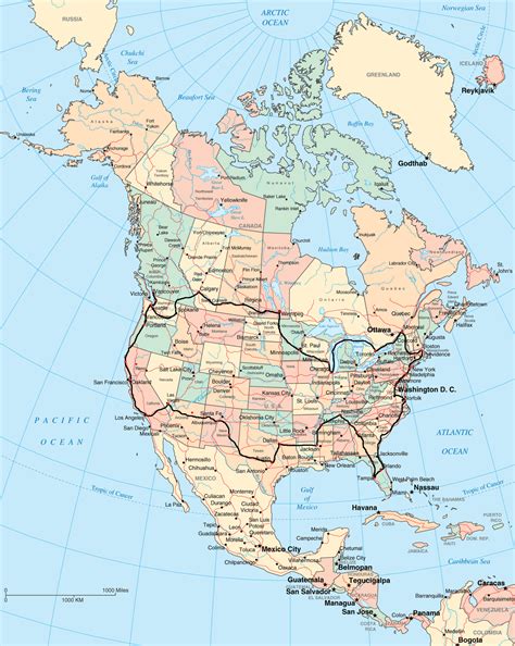 Road Map Of North America Map