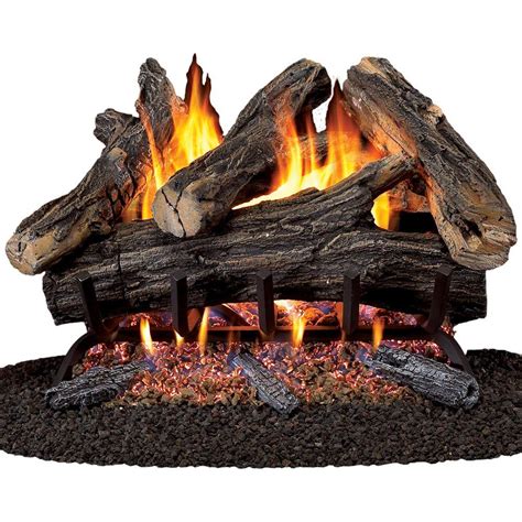 Vented Natural Gas Fireplace Log Set 24 Realistic Flame Durable Home Heater Ebay