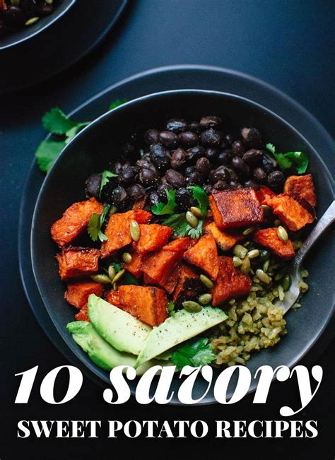 A sweet potato can really act as an entire meal when stuffed with healthy, filling ingredients like veggies, beans, or good quality, organic meat. 10 Savory Sweet Potato Recipes - Cookie and Kate