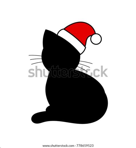 Black Cat Santa Hat Christmas Holiday Stock Vector Royalty Free