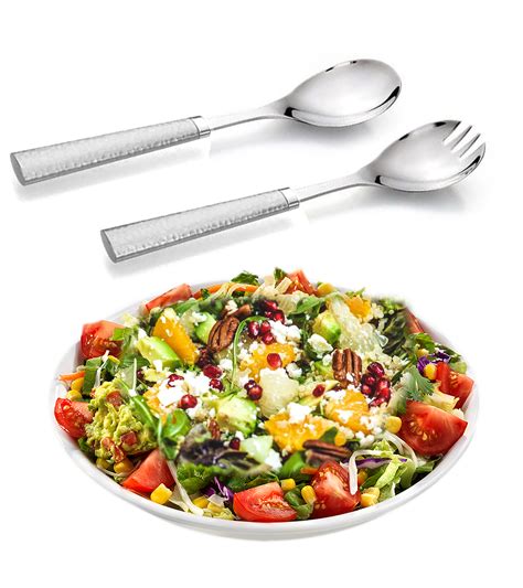 Ss 13/0,hollow handle size of products: Salad Server Set in Two Tone Silver Hammered Design Handle ...