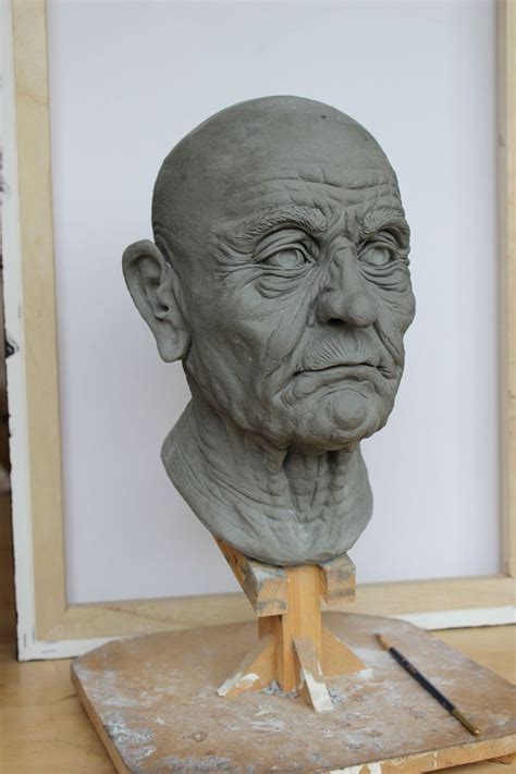 Old Man Head Sculpture Sculpture Art Clay Bust Sculpture