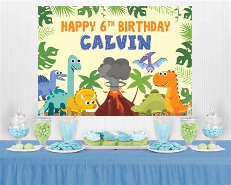 Dinosaurs Birthday Backdrop Editable Party Printable Etsy
