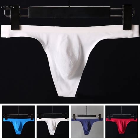 Mens Sexy Soft Low Rise G String Thong Solid Color T Back Seamless
