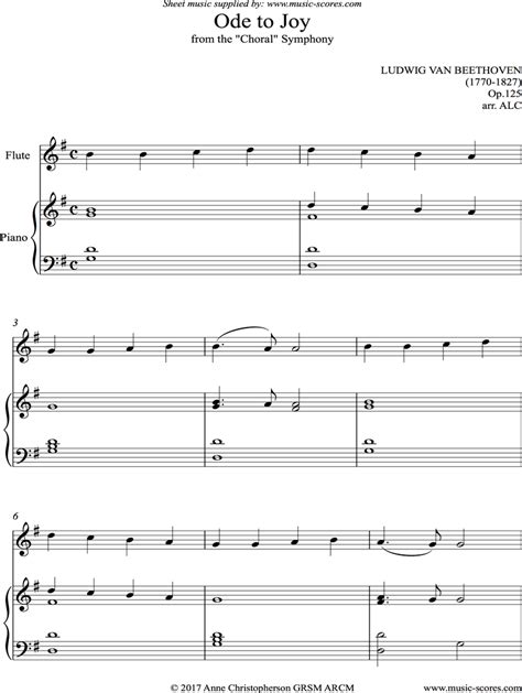 Ode To Joy 9th Symphony Easy Flute Sheet Music By Ludwig