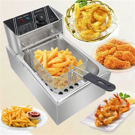 6l63qt Electric Deep Fryer Stainless Steel Restaurant Home 1700w