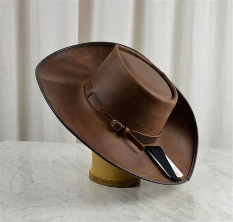Leather Hat Gaucho Cowboy Hat Cavalier Hat Brown Hat Wide Brim