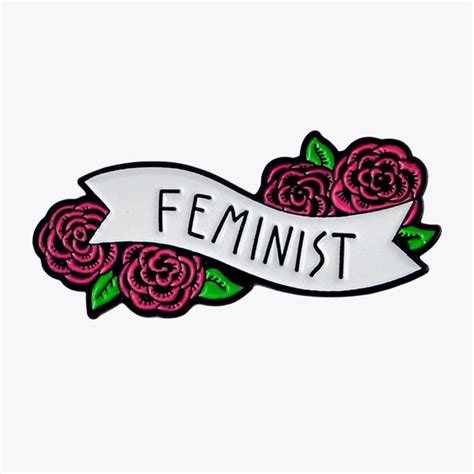 Red Rose Floral Feminist Enamel Pin Walk In Verse Wiv Feminist