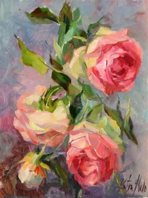 Eden Roses Oil On Board 16 X 12 In Garden Painting Rose Painting