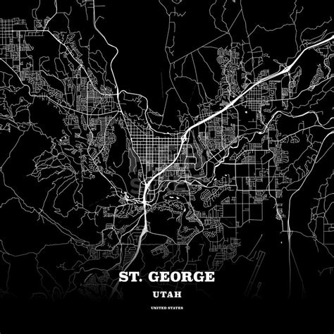 Black Map Poster Template Of St George Utah United States This