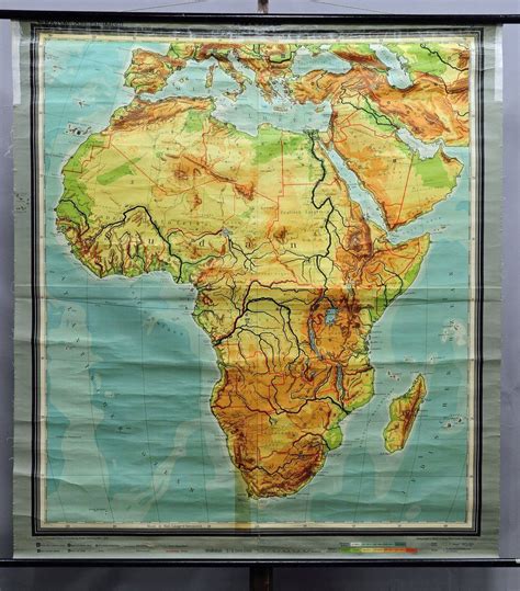 Vintage Rollable Map Africa Wall Chart Mural Decoration Poster Print Images