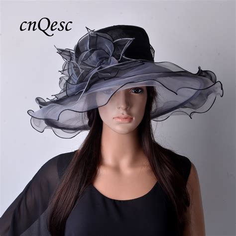 Wholesale New Fashion Dress Organza Hats Church Hat With Leaf Flower