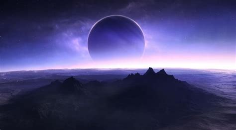 1024x576 Planet And Mountains Artistic 1024x576 Resolution Wallpaper