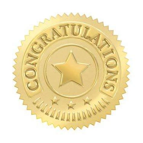 32 Gold Embossed Congratulations Certificate Award Seal Stickers