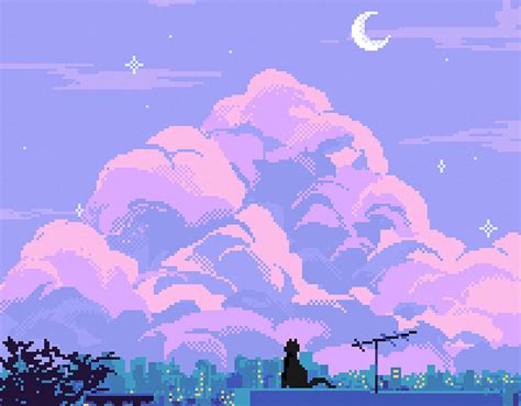 Cat On The Rooftop Pixel Art On Behance