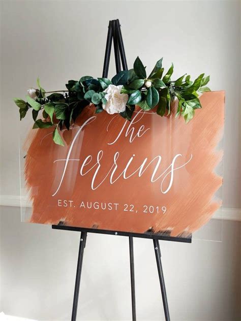 Brushed Acrylic Welcome Wedding Sign Painted Acrylic Wedding Etsy