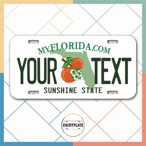 Inkmyplate Personalized Florida License Plate For Cars Etsy