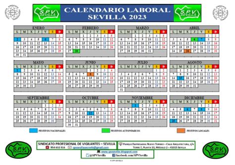 Sindicato Profesional De Vigilantes Sevilla Calendario Laboral Spv