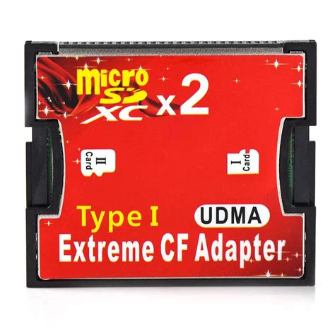 Dual Port Slot Tf Micro Sd Sdhc To Extreme Type I Compact Flash Cf