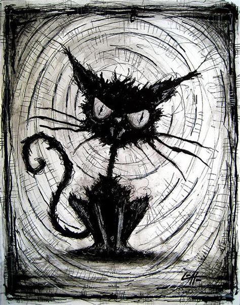 Print 8x10 Black Cat Halloween Cats Stray Spooky