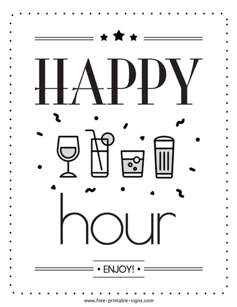 Printable Happy Hour Sign Free Printable Signs