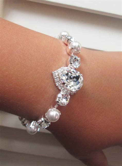 Swarovski Crystal Bridal Bracelet Swarovski Bracelet Wedding Etsy