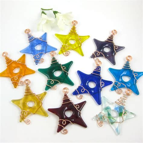 Ten Glass Star Suncatcher Ornaments Fused Glass Stars Your
